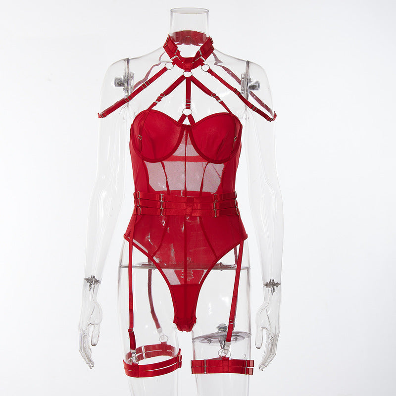 Adjustable Transparent Thongs Bodysuit