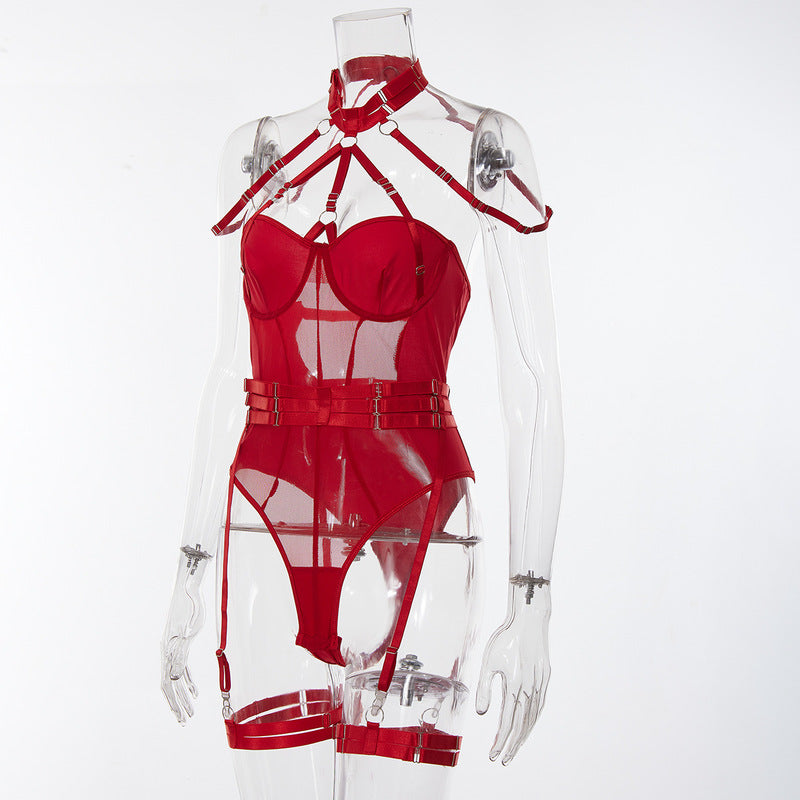 Adjustable Transparent Thongs Bodysuit