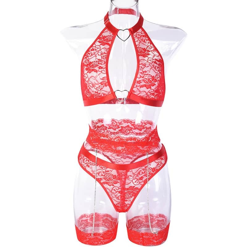Chain Lace Fashion Girl Sexy Lingerie Set