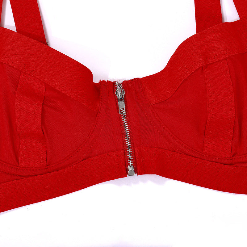Mesh Bodysuit Garter Belt Set