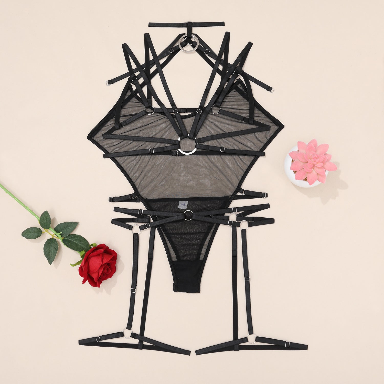 See-Through Comfort Sexy Bodysuit with Bra and Panty