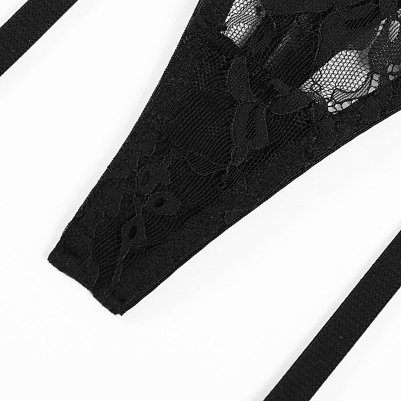 Sexy Lacey Transparent Cutout Bra Set with Garter