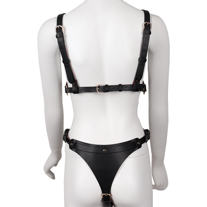 Sexy Bondage Underwear Set with Metal Zipper