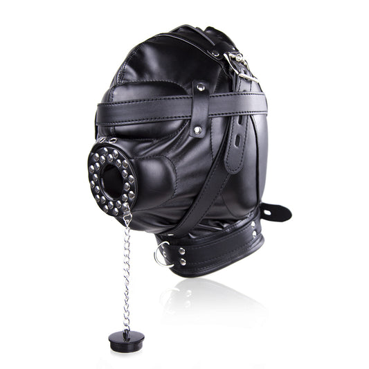 Sexy Bondage Mask with Leather Dominatrix Hood - GLingerie
