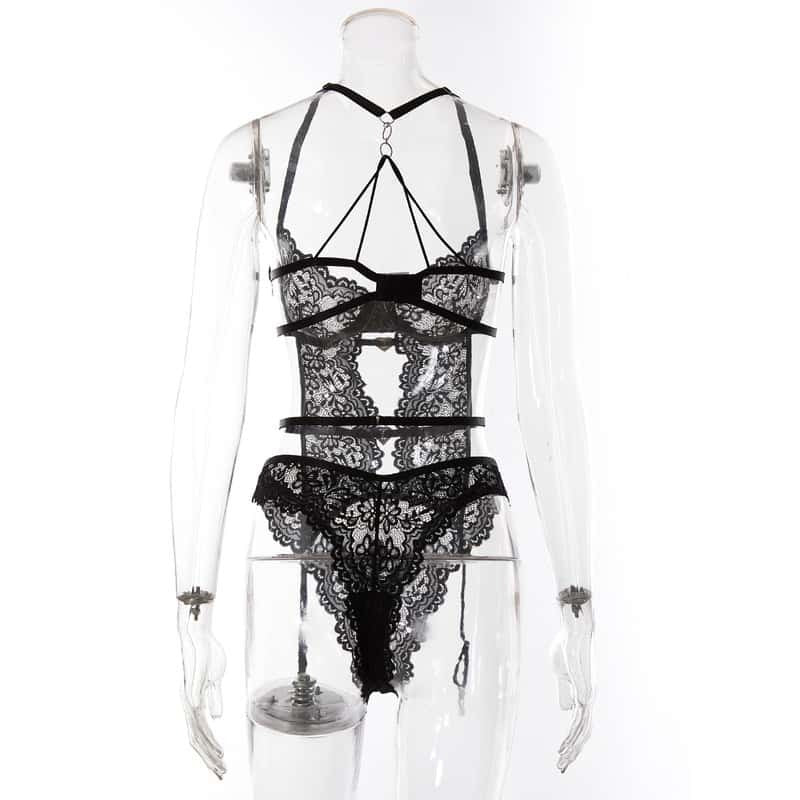 Shiny Heart Lace Bustier Set