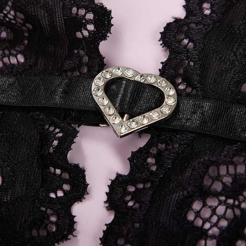 Shiny Heart Lace Bustier Set