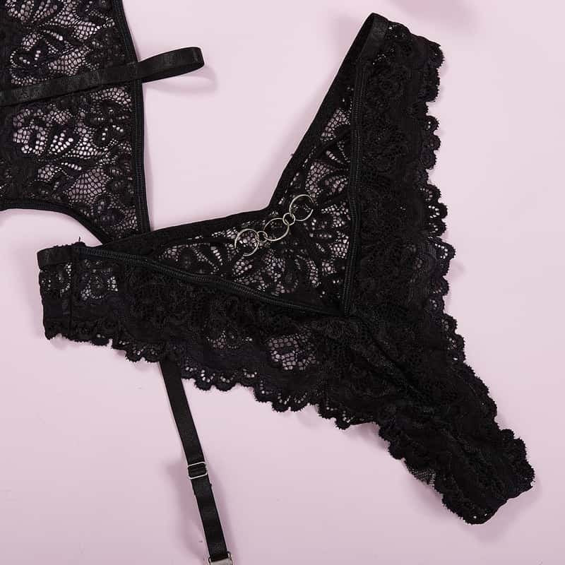 Shiny Heart Lace Bustier Set
