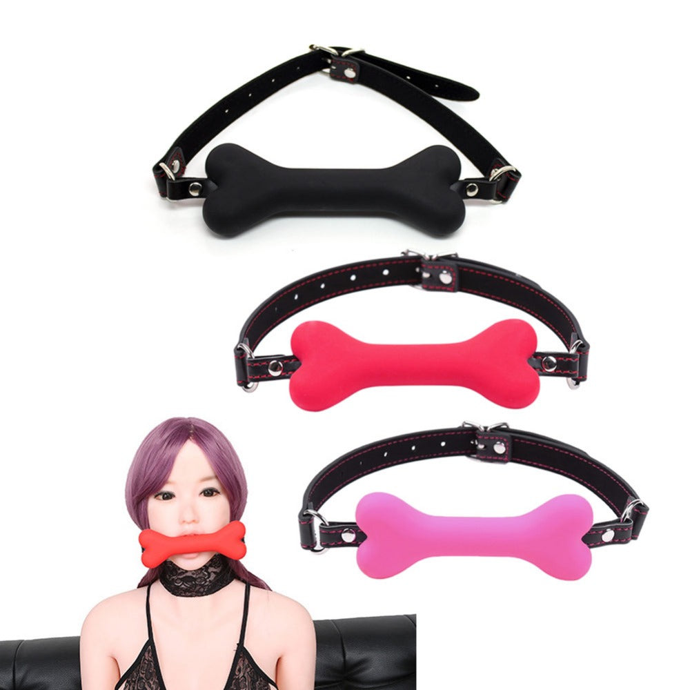 Silicone Open Mouth Gag Bone in Multiple Colors