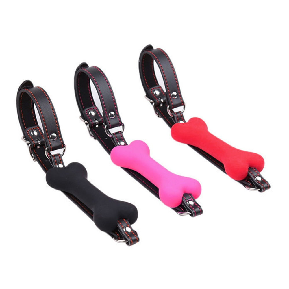 Silicone Open Mouth Gag Bone in Multiple Colors