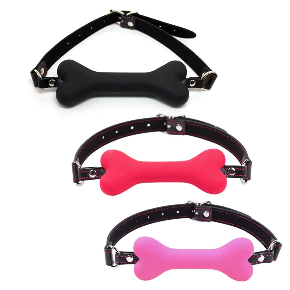 Silicone Open Mouth Gag Bone in Multiple Colors