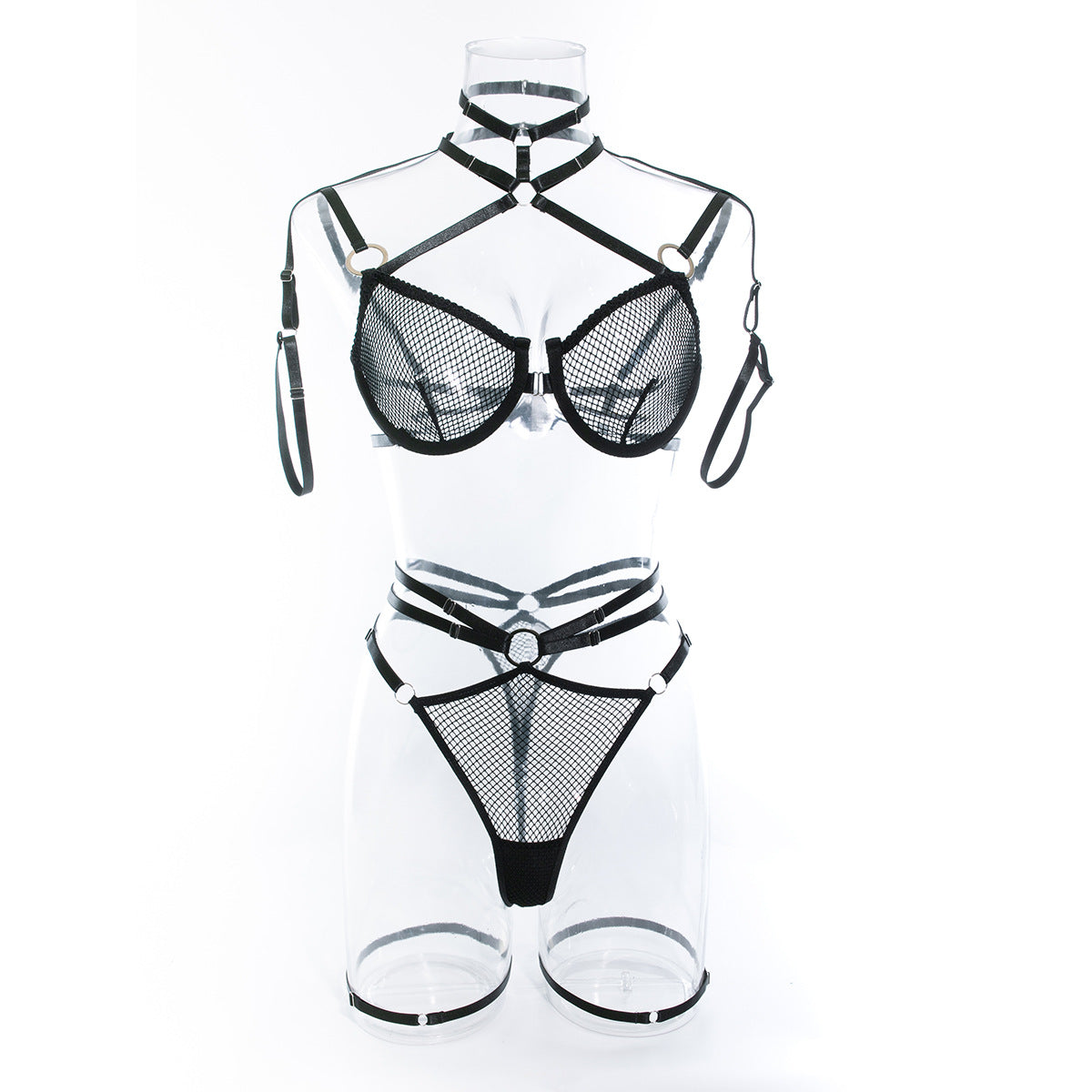 Skimpy Black Lace Bra Suit with Integrated Straps
