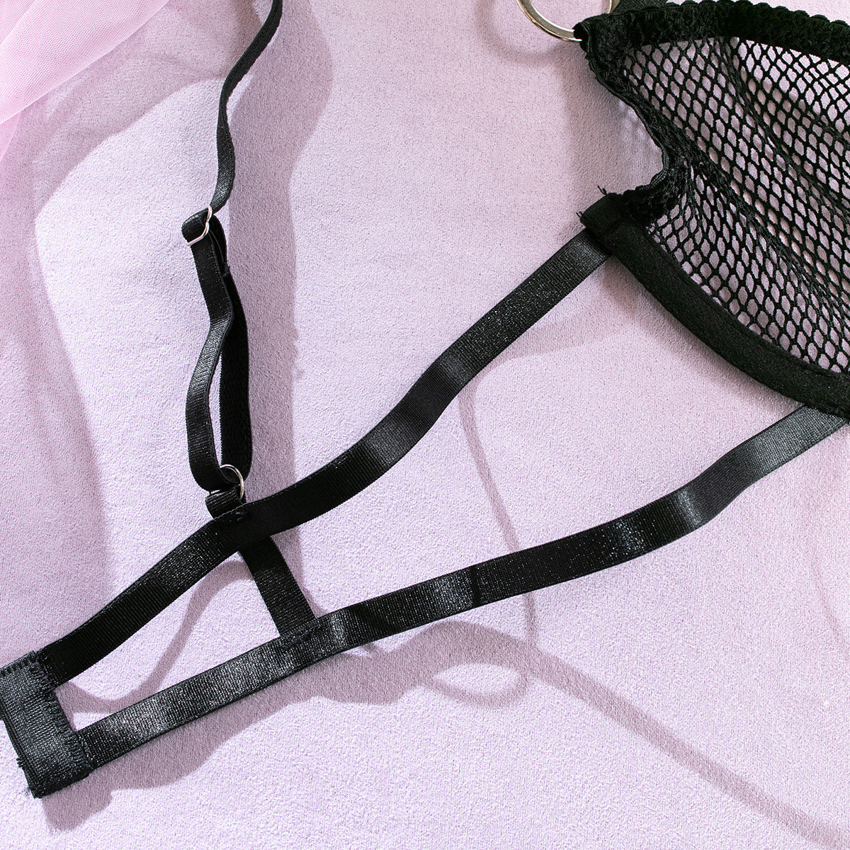 Skimpy Black Lace Bra Suit with Integrated Straps