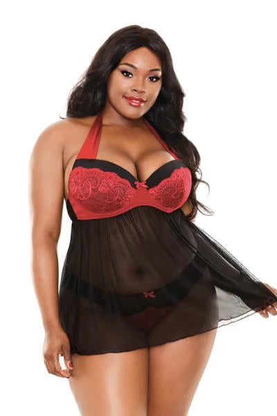 Sophia Halter Babydoll Panty Fantasy Lingerie Curve line