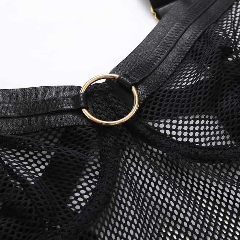 See Through Black Mesh Bodysuit