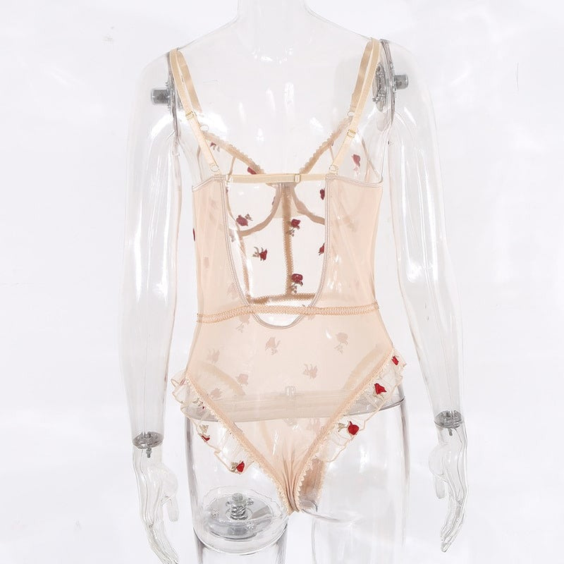 Transparent Embroidered Sexy Teddies For Women