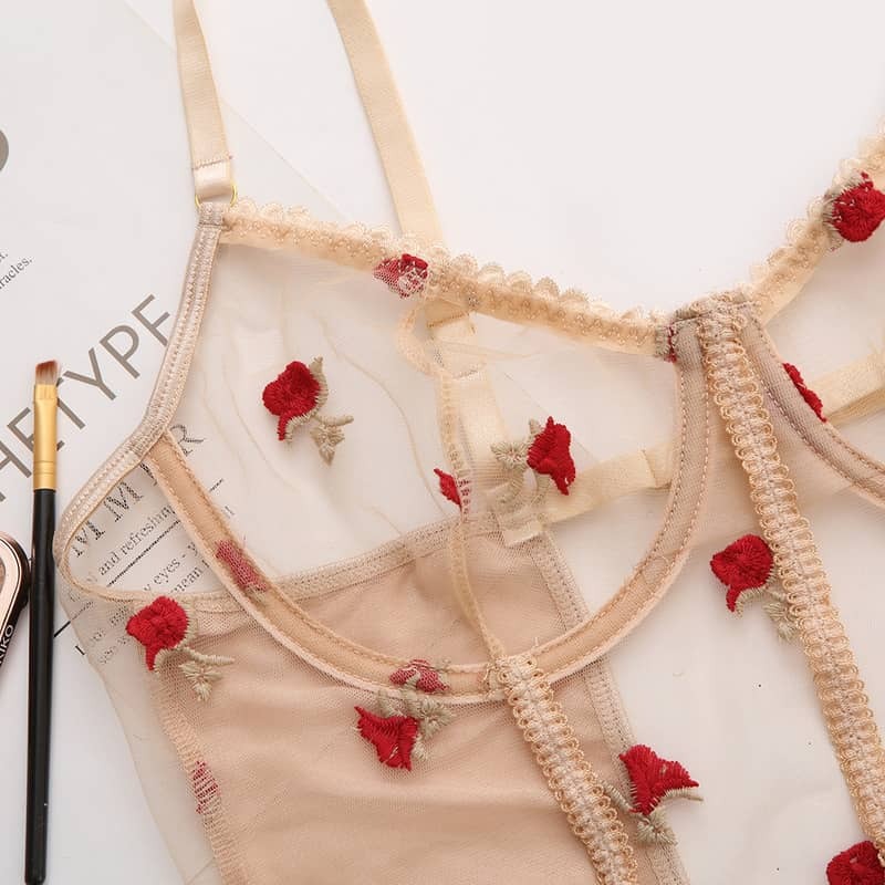 Transparent Embroidered Sexy Teddies For Women