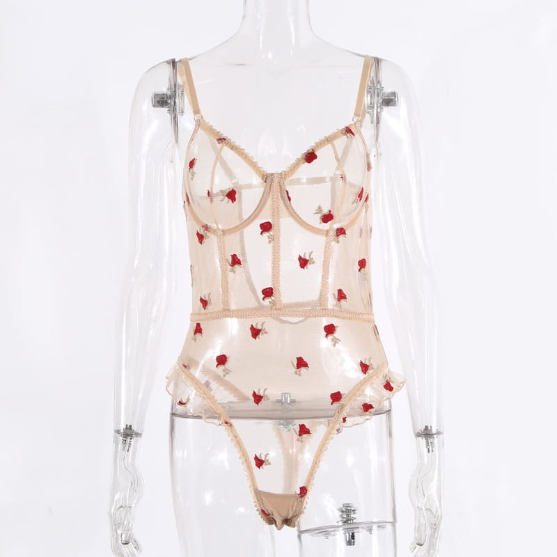 Transparent Embroidered Sexy Teddies For Women