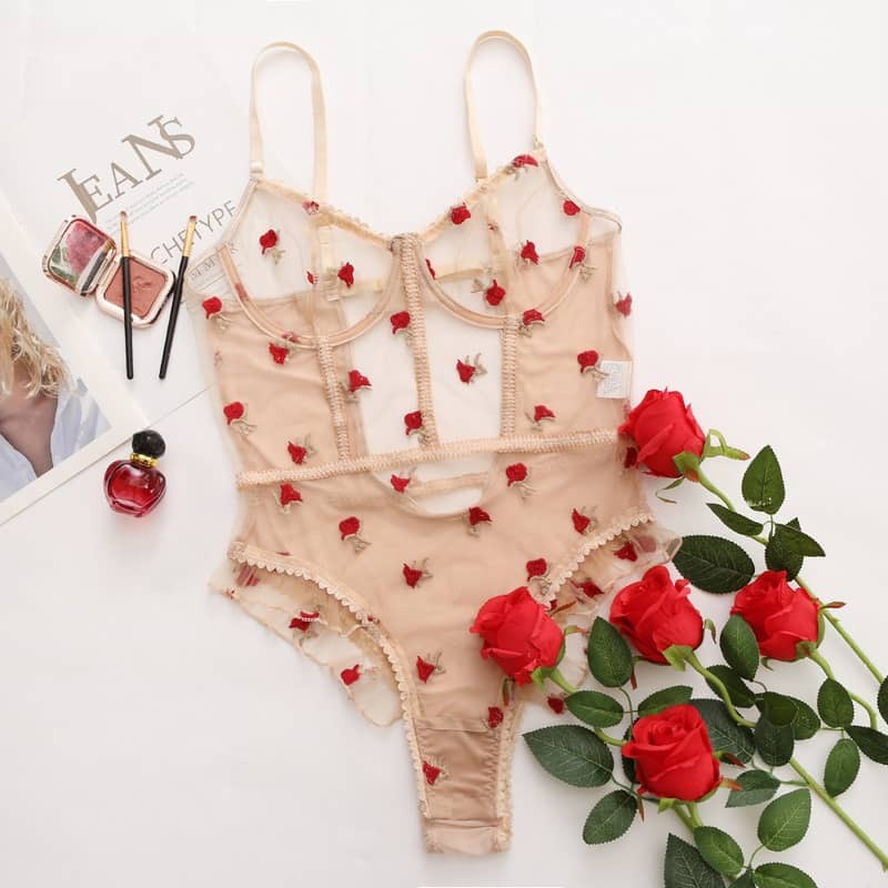 Transparent Embroidered Sexy Teddies For Women