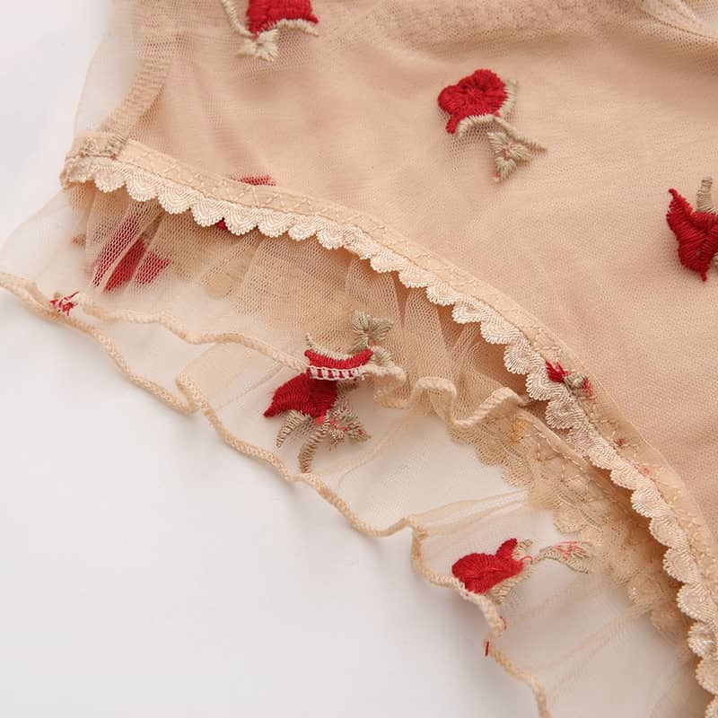 Transparent Embroidered Sexy Teddies For Women