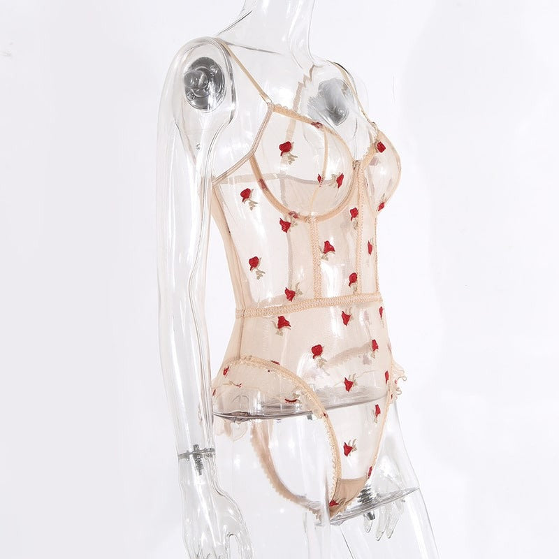 Transparent Embroidered Sexy Teddies For Women