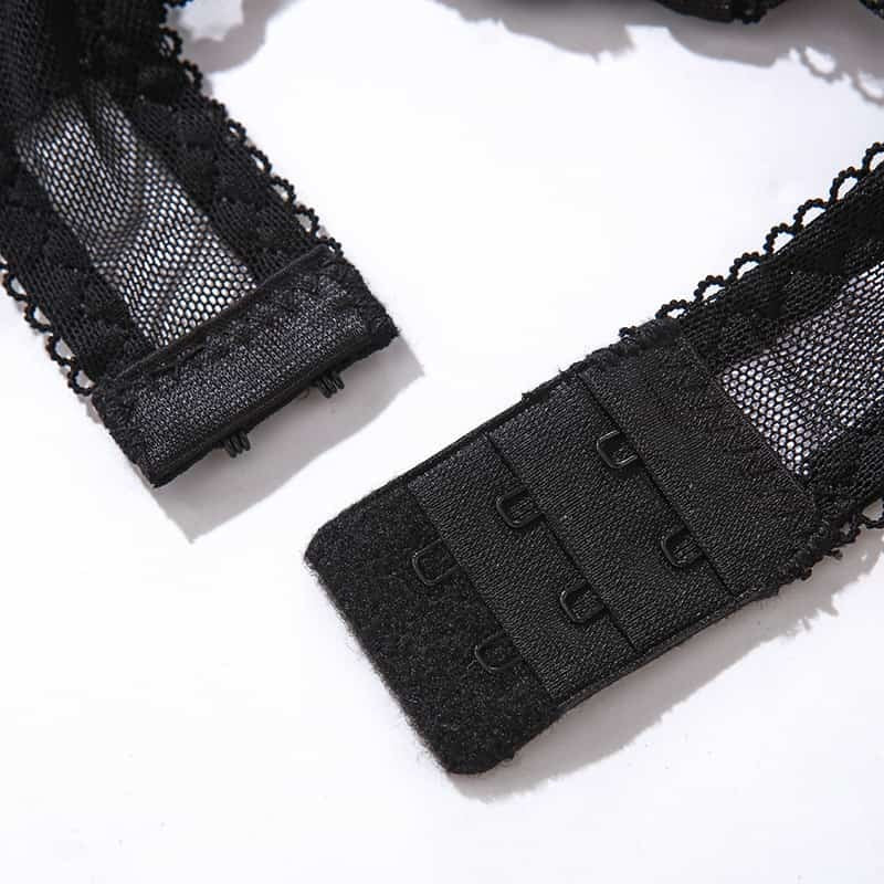 Transparent Mesh Floral Gartered Corset
