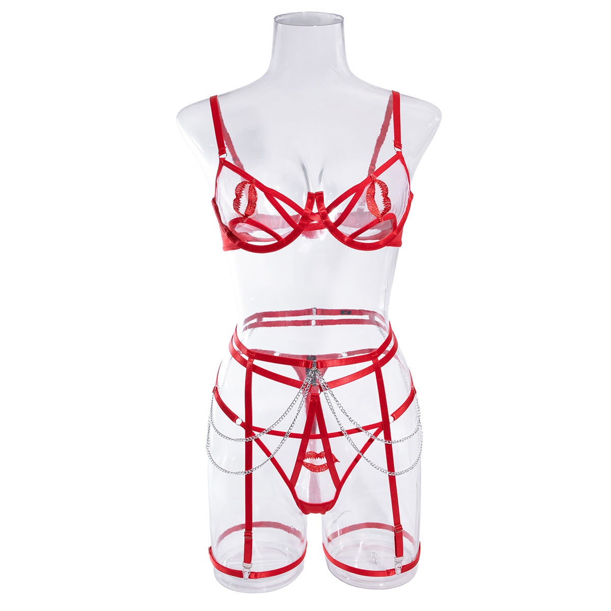 Valentines Underwear Set with Red Lips Design