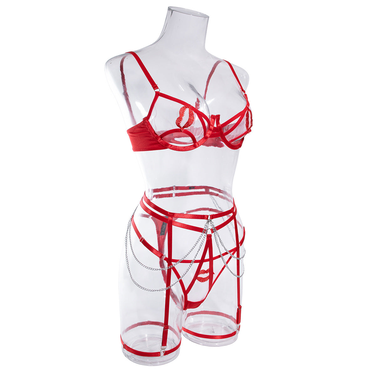 Valentines Underwear Set with Red Lips Design