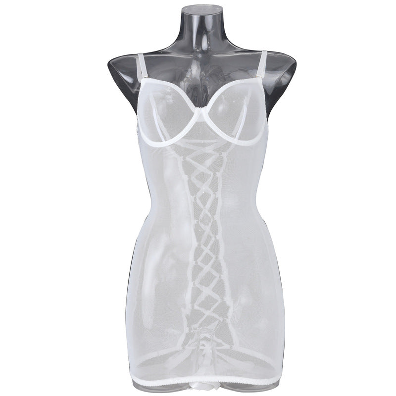 See-Through Mesh Chemise with Open Back