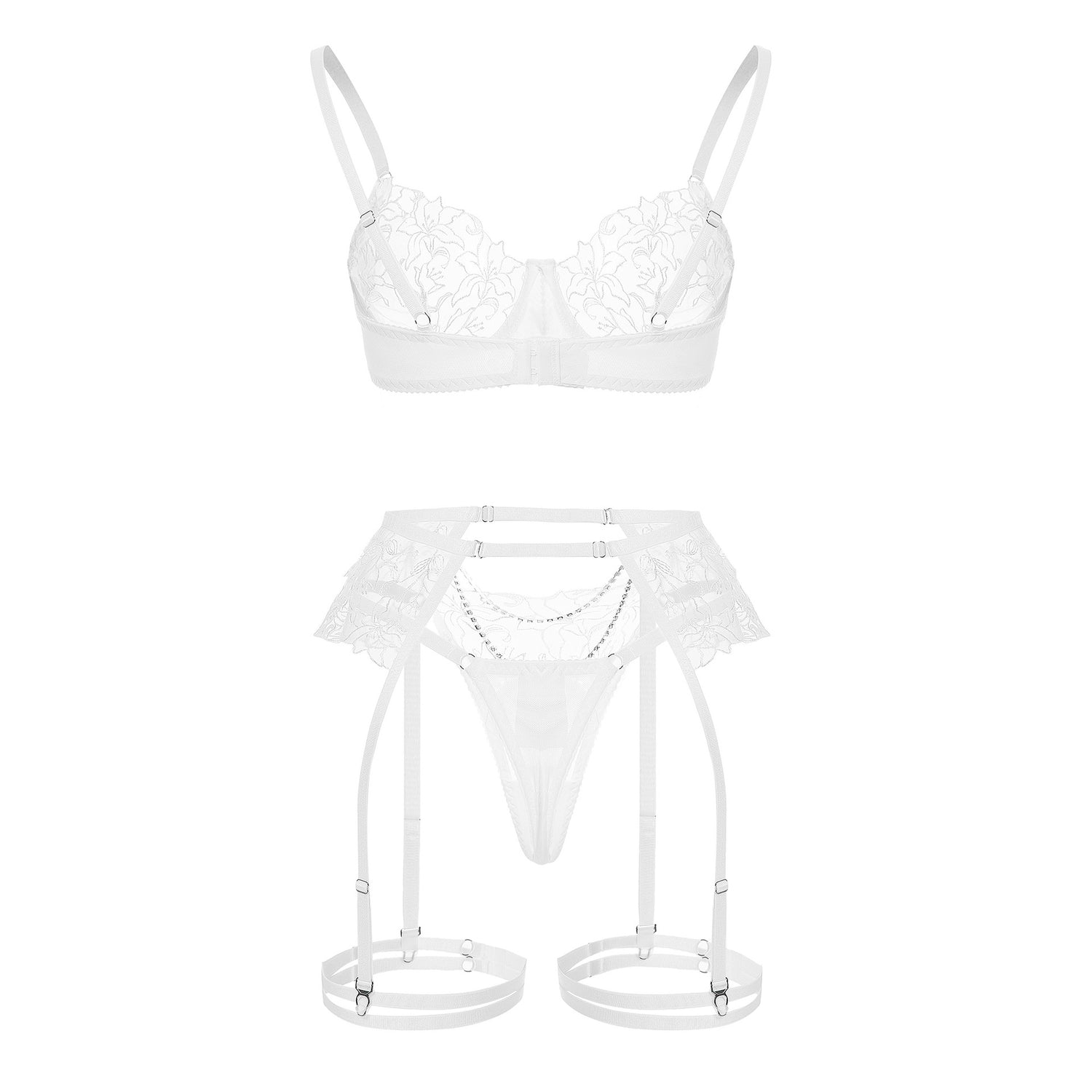 Sheer Lace Garter Lingerie Ensemble