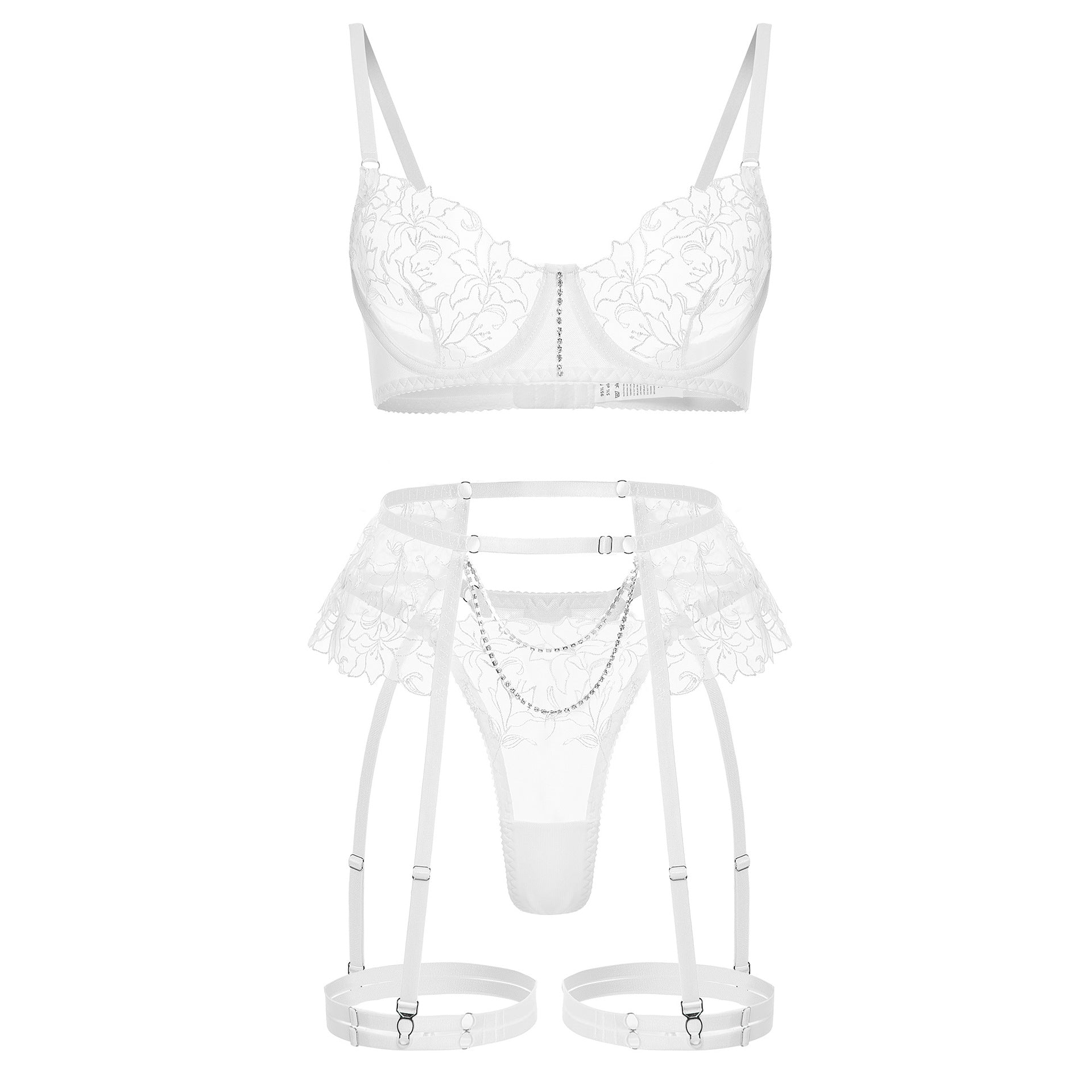 Sheer Lace Garter Lingerie Ensemble
