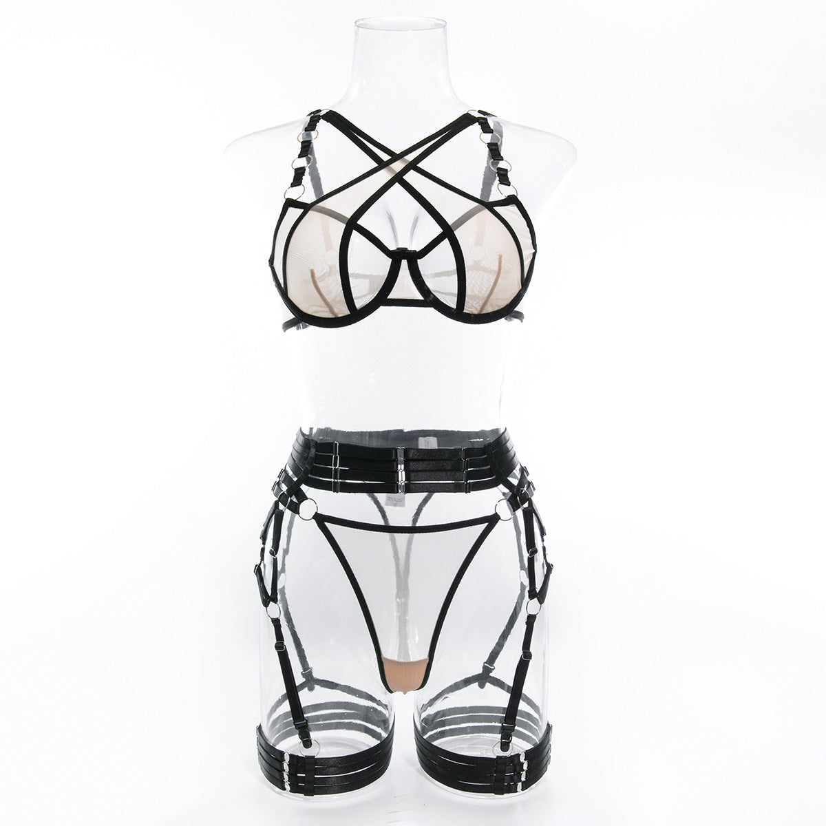 Modern Bra and Panties Set with Garter