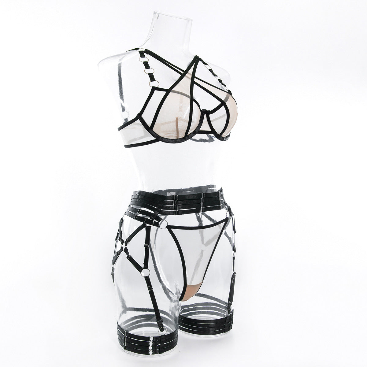 Modern Bra and Panties Set with Garter