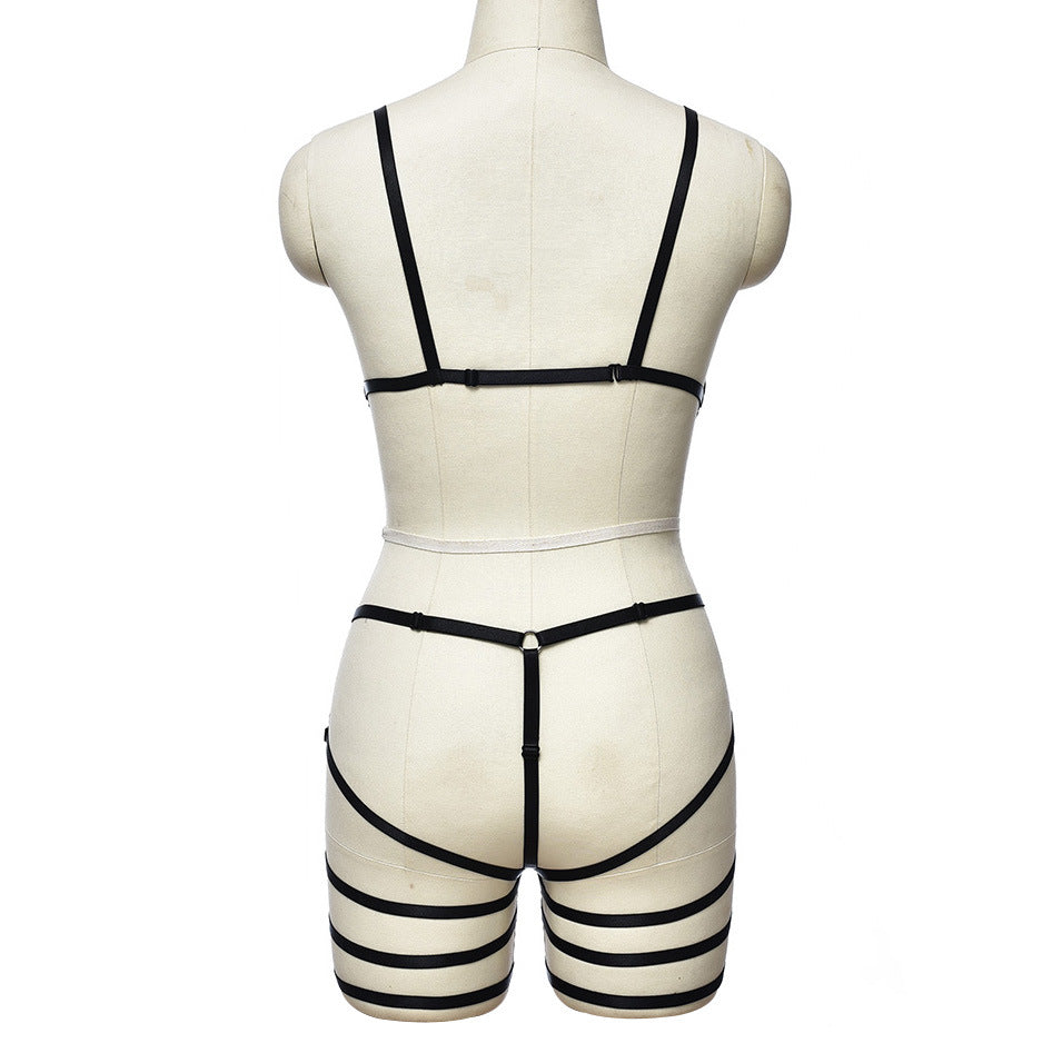 Black Harness Bodysuit with Full Body Garter