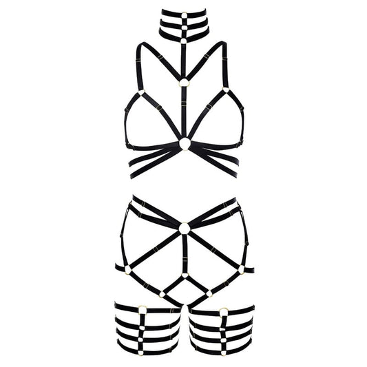 Black Harnessed Hottie Bodysuit - Free