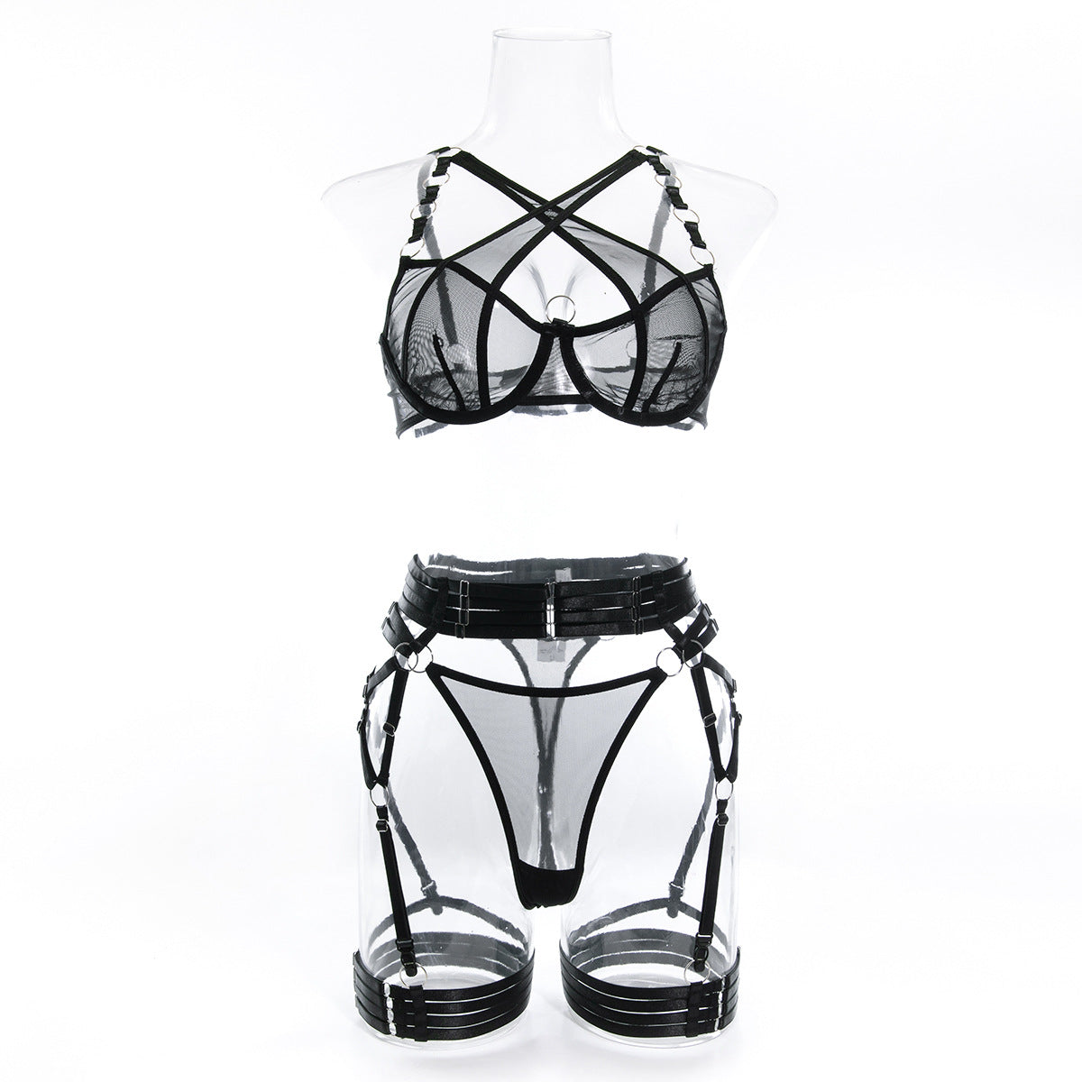 Modern Bra and Panties Set with Garter