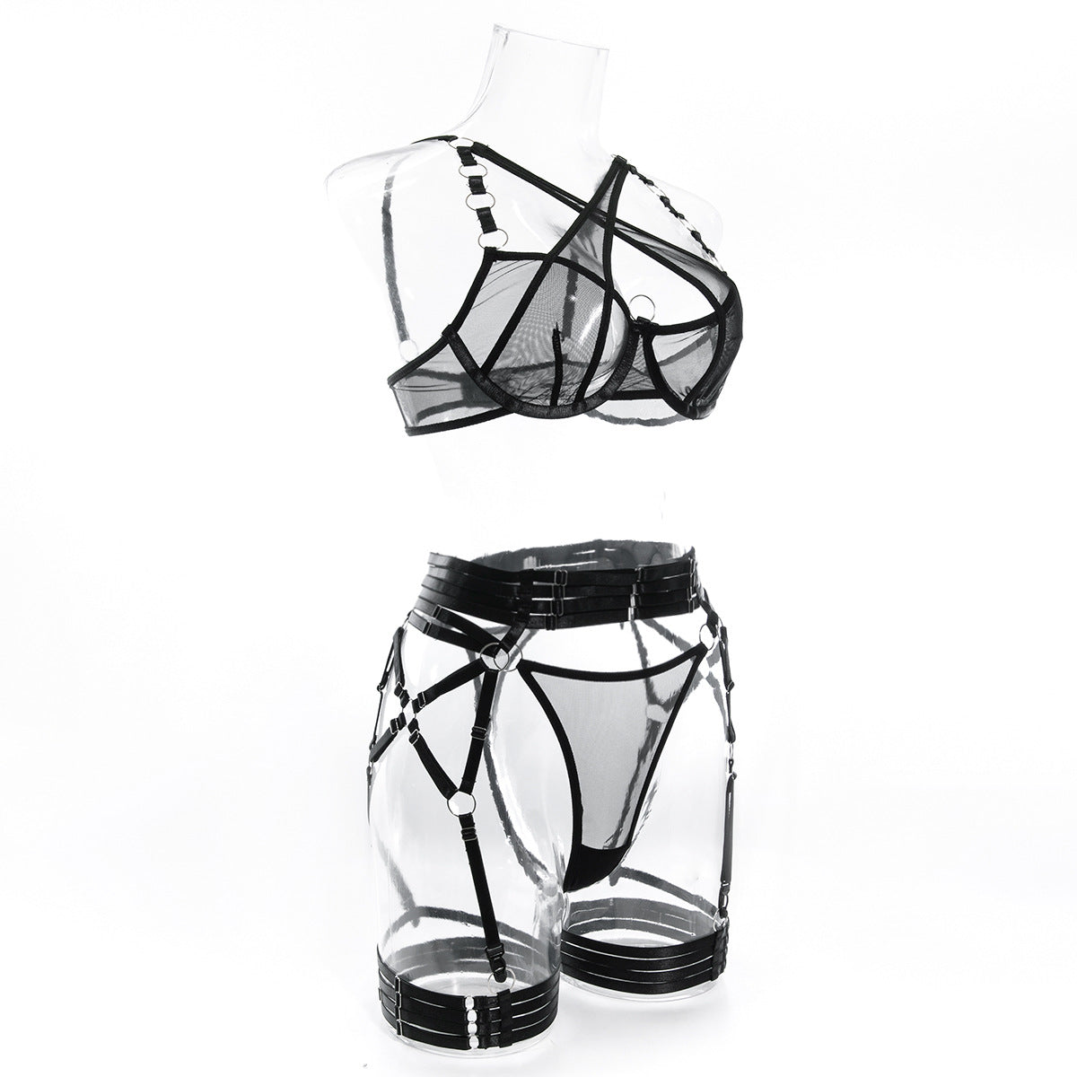 Modern Bra and Panties Set with Garter