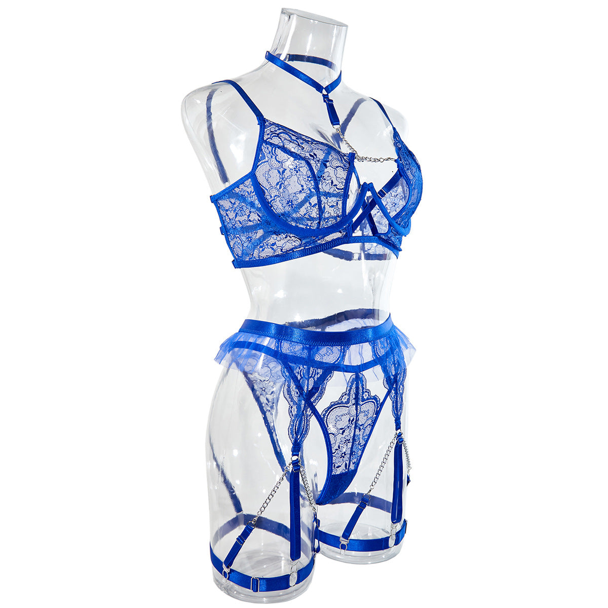 Classy Lace Bralette and Panty Set with Halter Neck