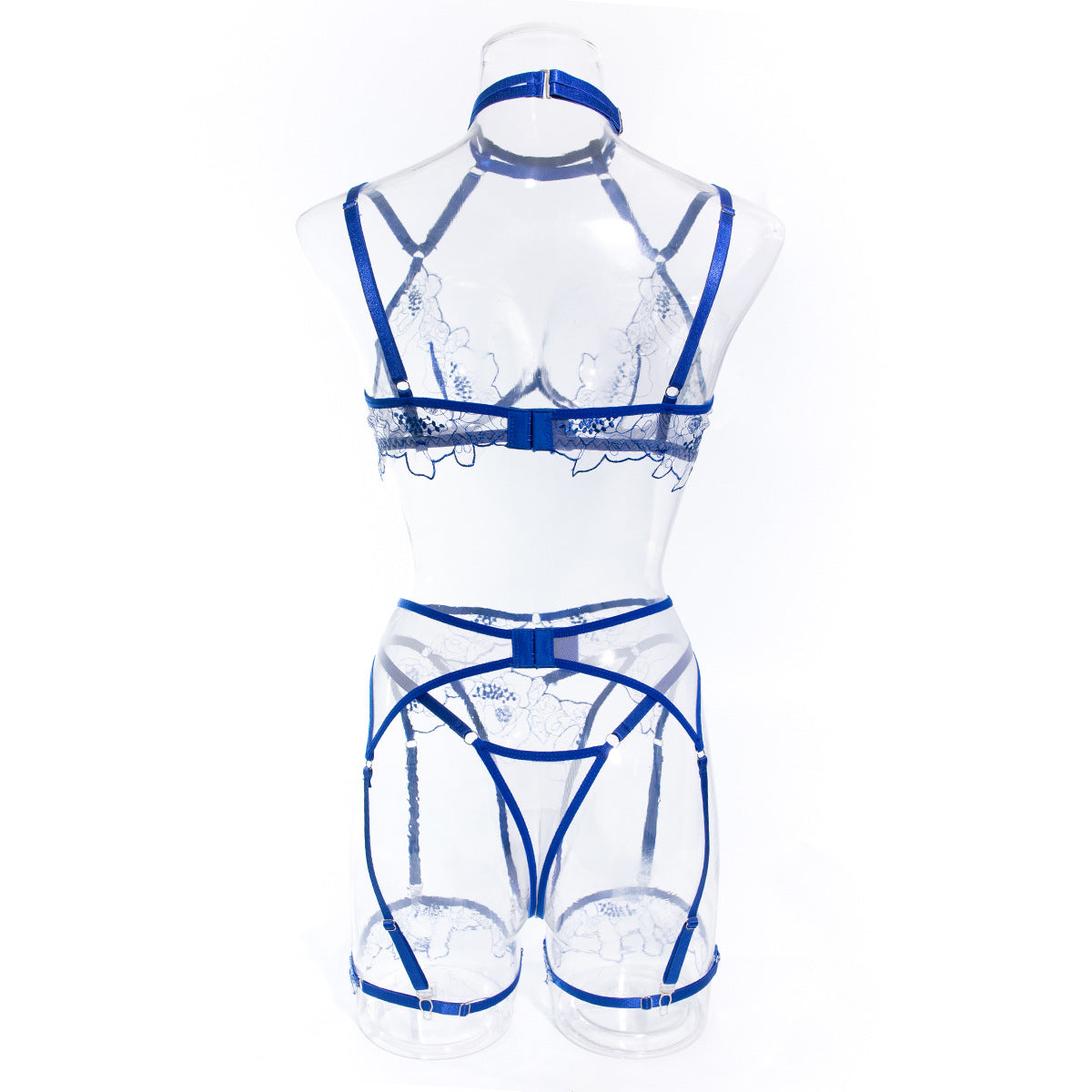 Stylish See-Through Bra Panty Set with Embroidery