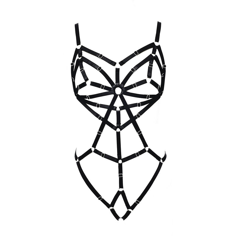 Cage Harness Bodysuit with Integrated Suspenders