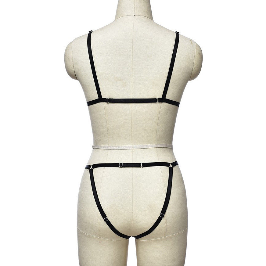 Cage Harness Bodysuit with Integrated Suspenders