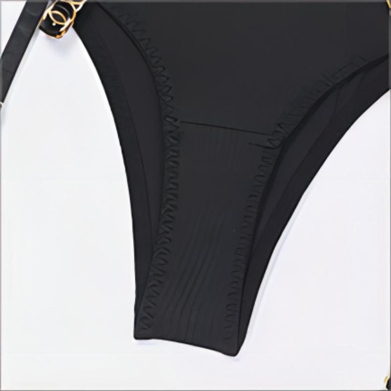 Cross Straps Push-Up Bra Lingerie Set with Metal Rings