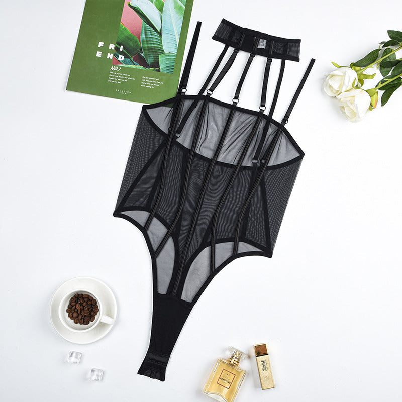See-Through Mesh Halterneck Sexy Bodysuit