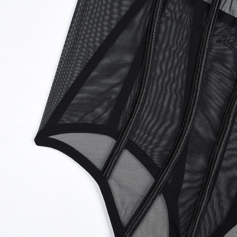 See-Through Mesh Halterneck Sexy Bodysuit