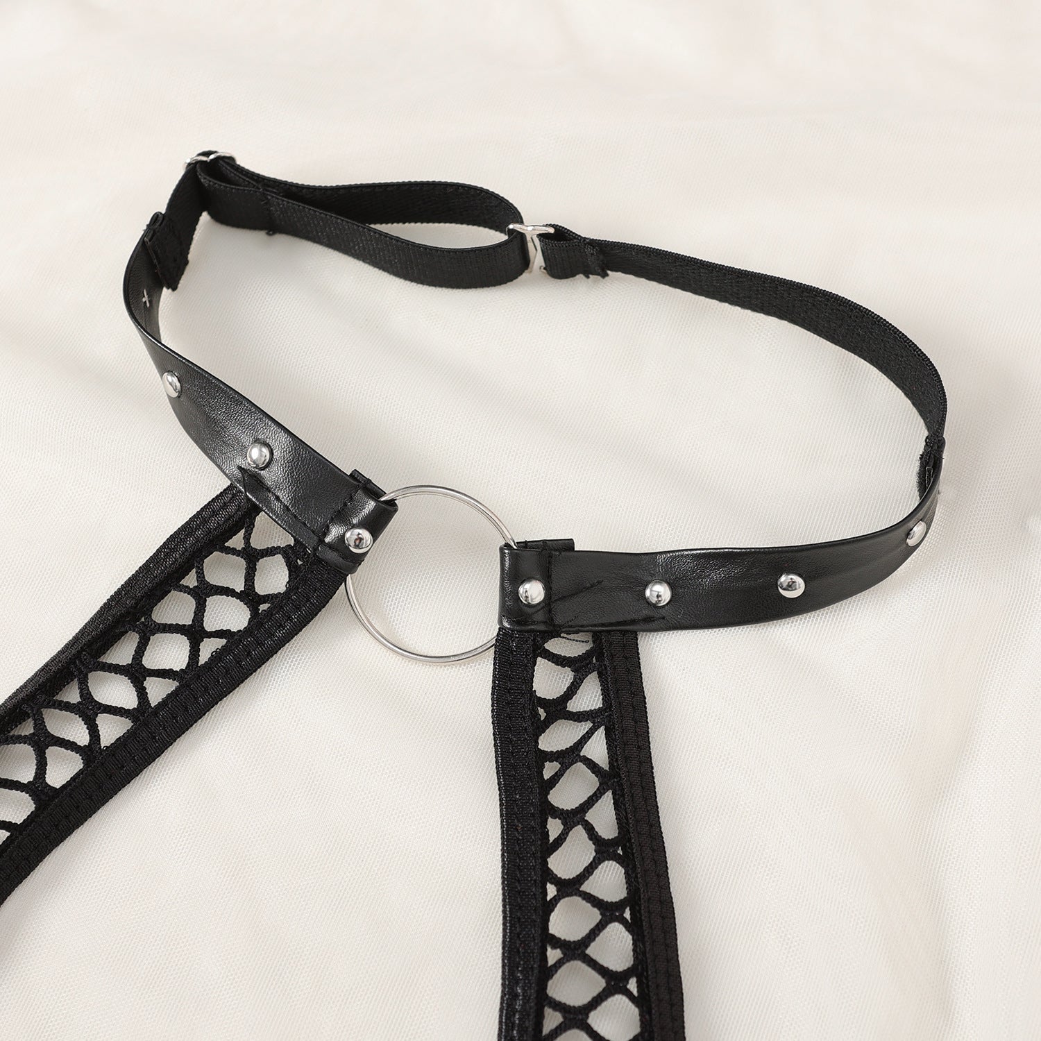Garter Bustier with Halter Neck and Fishnet Design