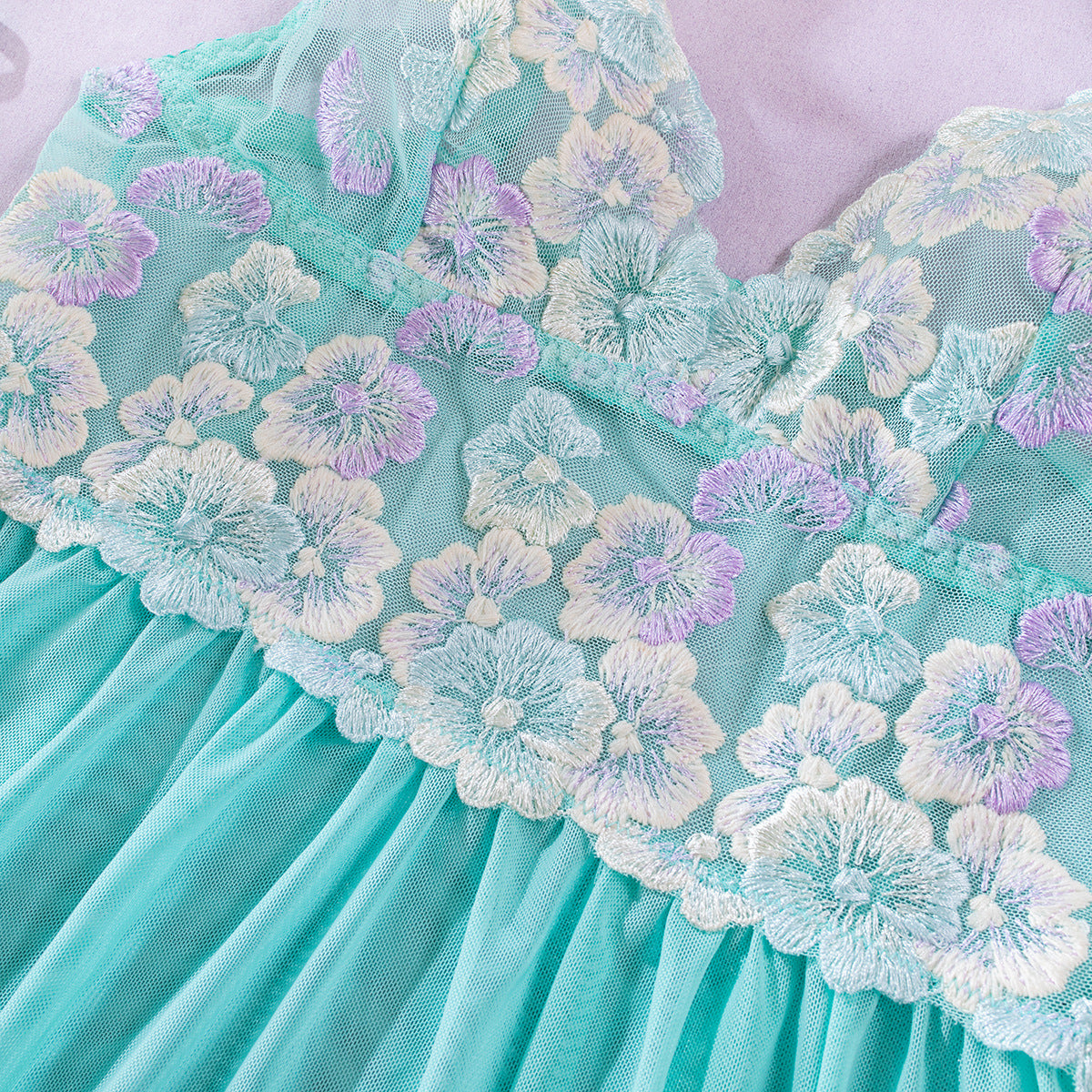 Green Babydoll Lingerie with Sheer Floral Top