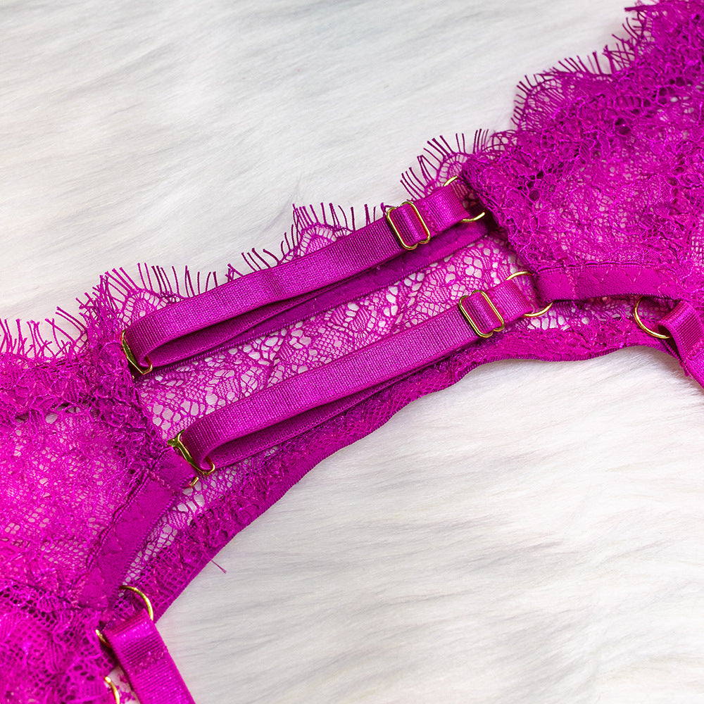 Sexy Lace Bra and Panties Set with Feather Details