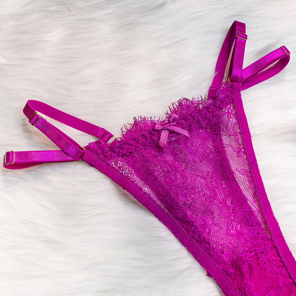 Sexy Lace Bra and Panties Set with Feather Details
