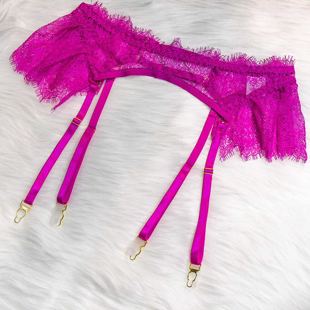 Sexy Lace Bra and Panties Set with Feather Details