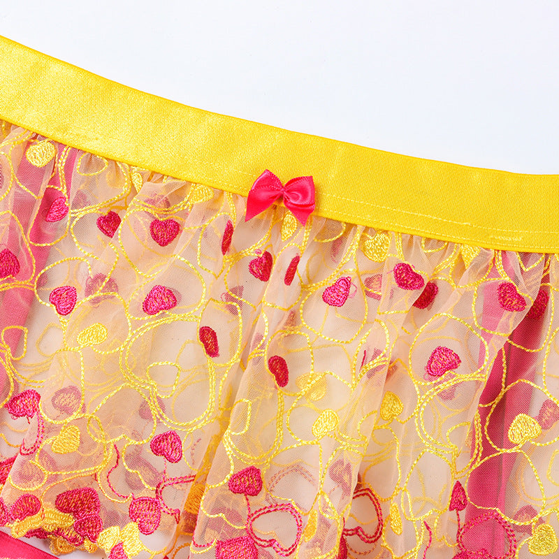 Lace and Eyelash Bra and Panty Set with Love Embroidery