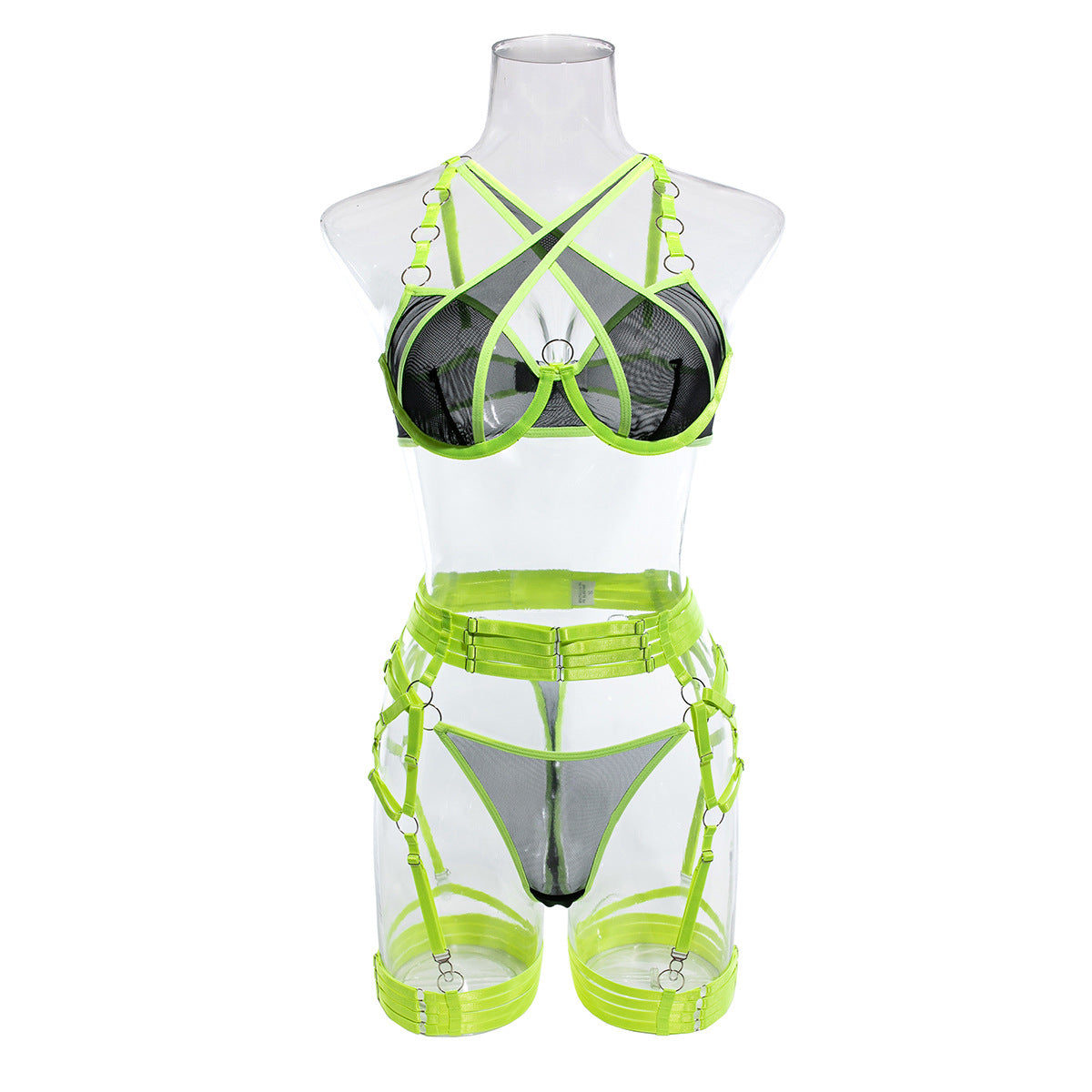 Modern Bra and Panties Set with Garter